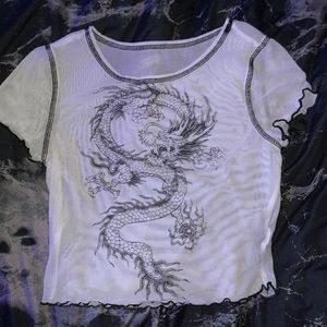 mesh white dragon top